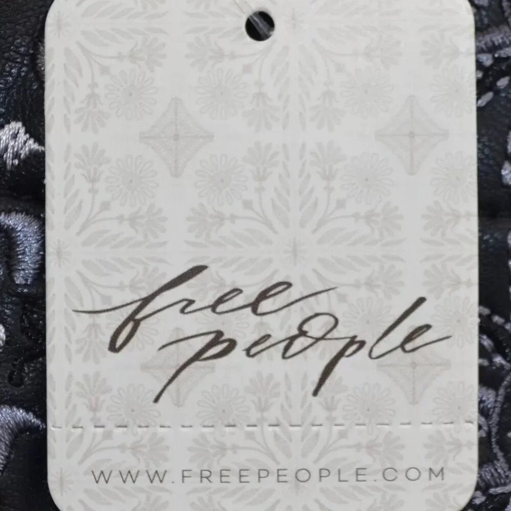 Free People shorts size 6 Raise The Stakes Black Faux Leather Embroidered. NWT - Picture 8 of 8